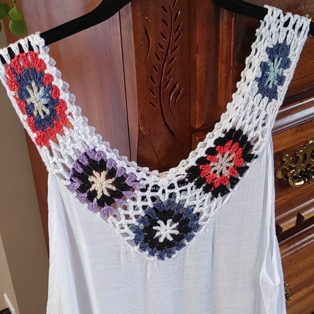 Women's Bohemian Crochet Beach Cover up Size Large 8/10 - Picture 6 of 11